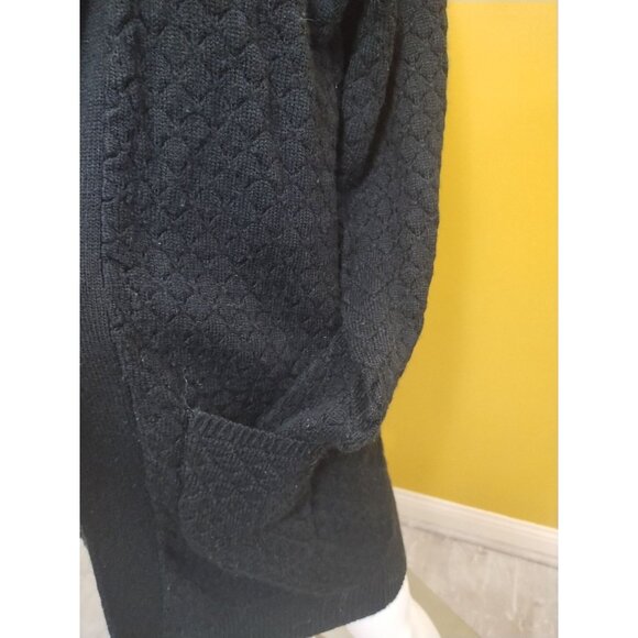 Apt. 9 Open Front Long Black Knit Cardigan M Boho Grandma Office - Picture 2 of 6